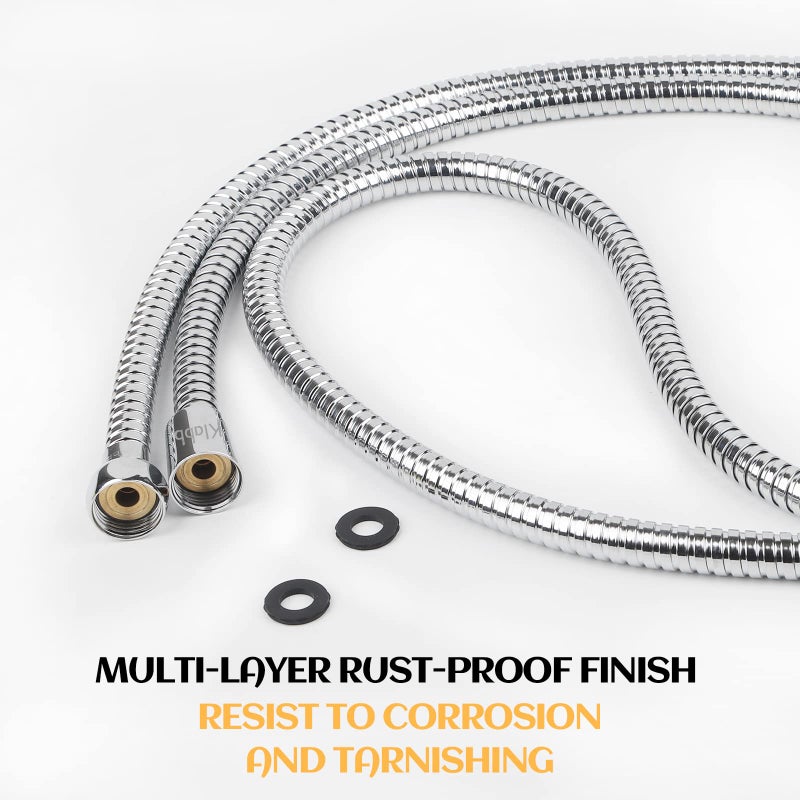 Klabb 70-Inch Stainless Steel Portable Shower Hose â€“ Flexible, Anti-Kink Handheld Shower Head Hose Replacement for RV, Camping & Home Use, Durable with Brass Connectors, Leak-Proof Design - Image 2